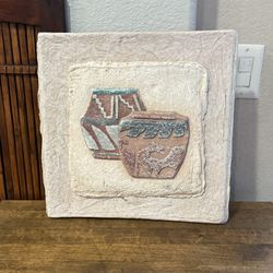 Southwestern Pottery Relief Wall Art • Lightweight Stone-Look Plaque