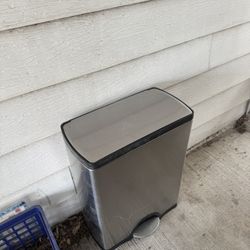 Trash Can Trash Bin Silver Stainless Steel Kitchen Trashcan