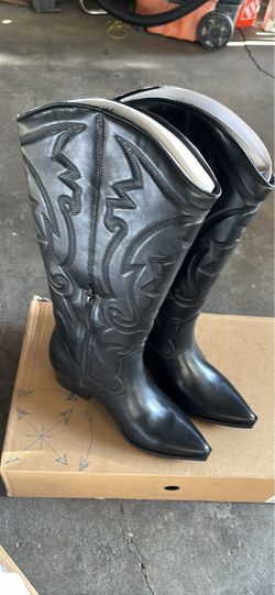 Black Knee-High Cowboy Boots