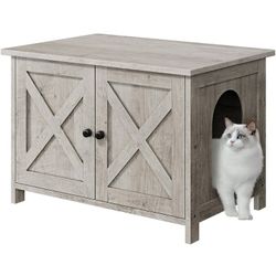 Farmhouse Cat Litter Box Enclosure Cabinet