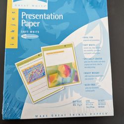 New Presentation Paper Soft White 98 Brightness 100 8 1/2 X 11 in Sheets