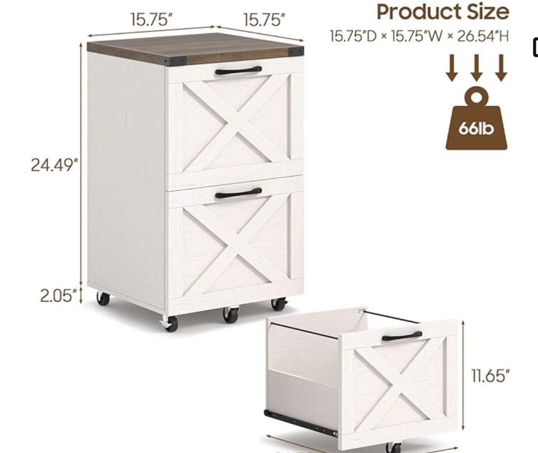 2 Drawer Small File Cabinet with Wheels
