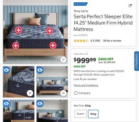 Brand new- King size Serra Mattress- Perfect Sleeper Elite 14.25” Medium Firm Hybrid