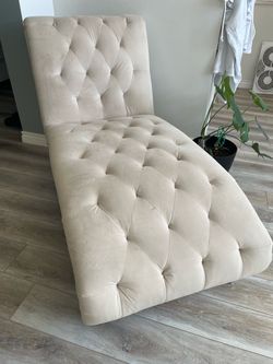 Taupe Tufted Chaise Lounge