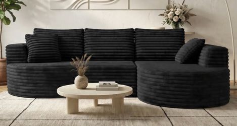 *Brand New* 120" L-shape Modern Curved Cloud Couch by Wrought Studio (Still in the box)