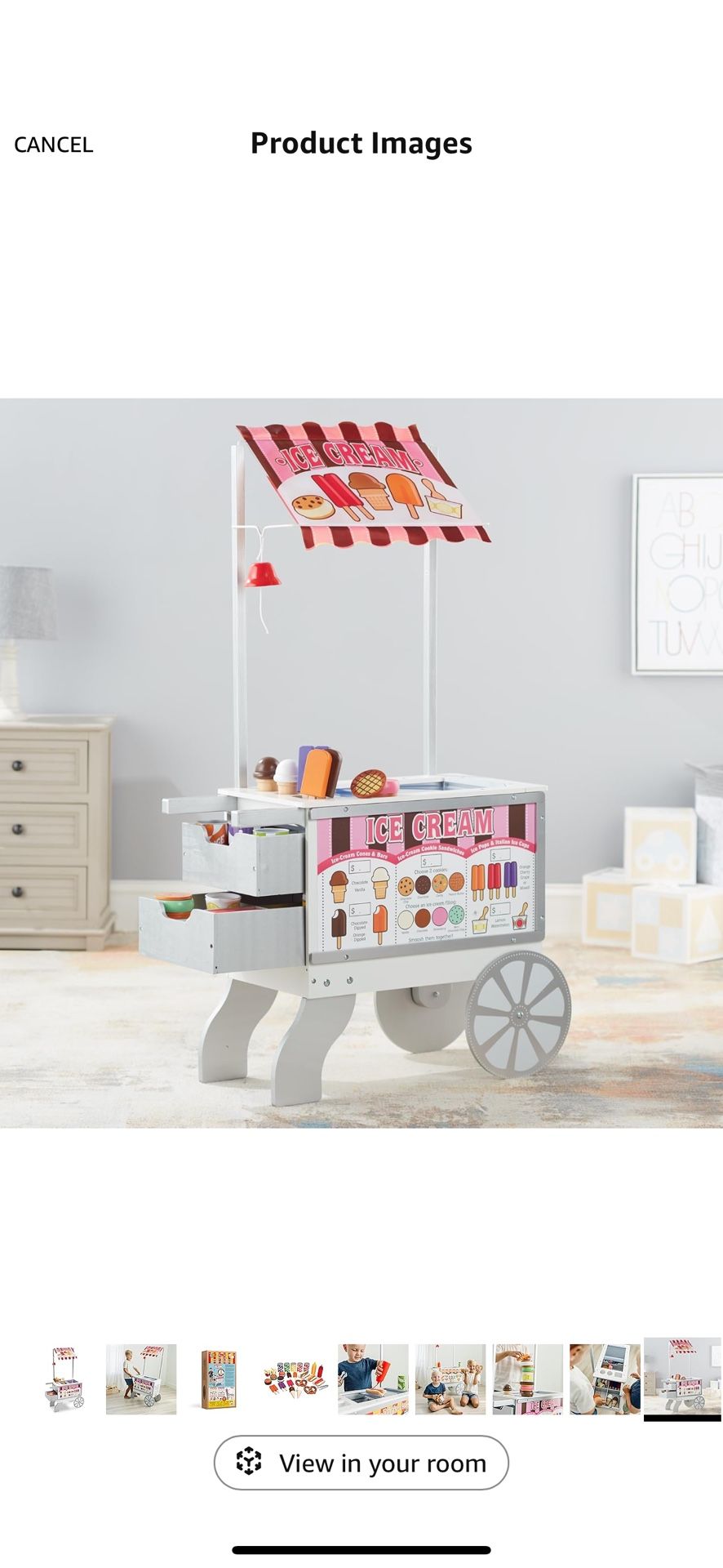 Melissa And Doug Ice Cream / Food Cart( Kids Toys)