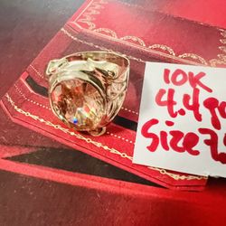 10K Solid Gold Ring For Wedding 4.4Gr Size 7.5