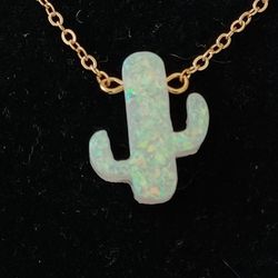 Gold Plated OPAL LIKE~ CACTUS NECKLACE