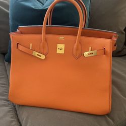 Orange Leather B Bag 