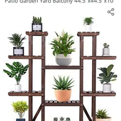 9 Tier Wood Plant Shelf Display
