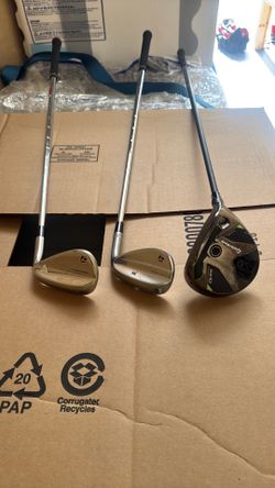 Taylormade Qi 35 3 wood, 56 degree milled grind taylormade wedge, 58 degree taylormade milled grind wedge