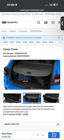 2024-current Subaru Crosstrek Cargo Cover