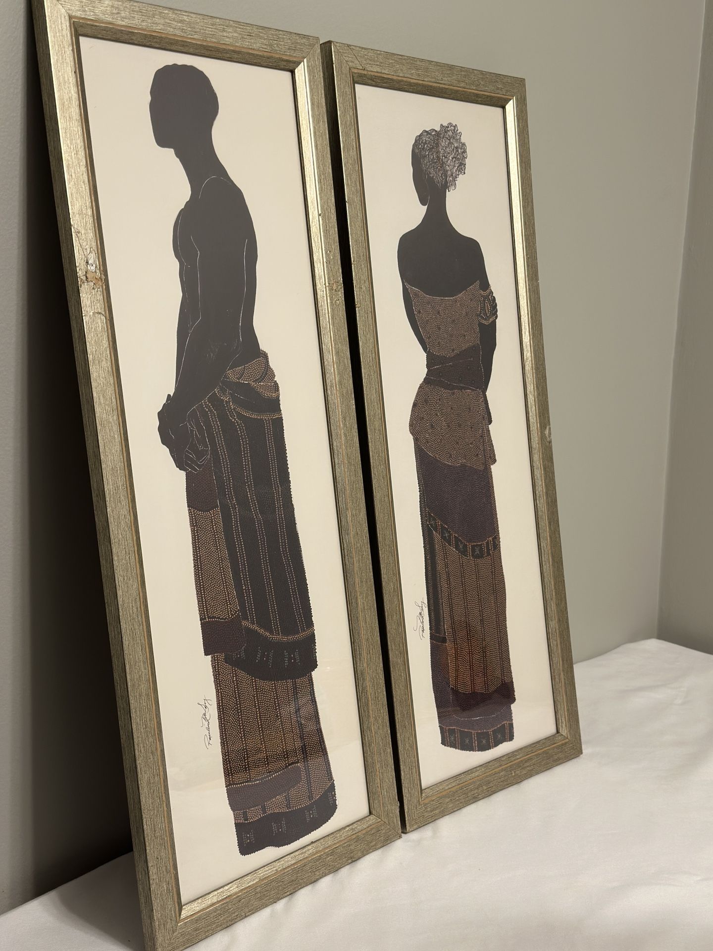 Selling 2 paintings with a minor defect on the frame “Guardian I & II” by Rosalind McGary (Art Print)