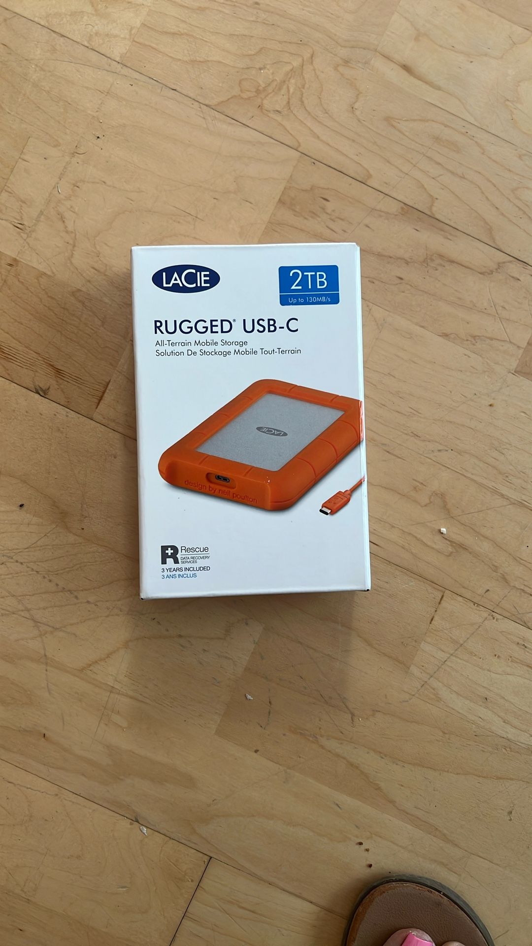 LaCie - Rugged 2TB External USB-C, USB 3.1 Gen 1 Portable Hard Drive - Orange/Silver