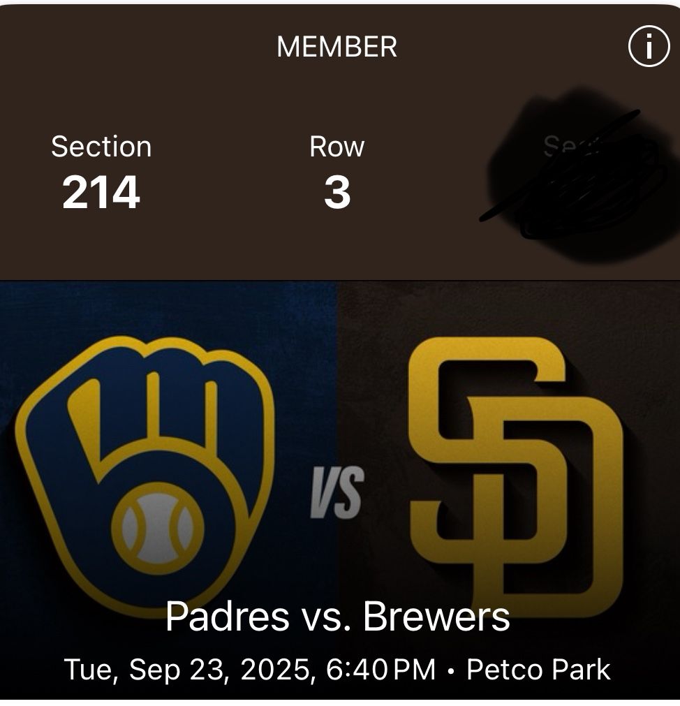 Padres Vs Brewers ( Today! Sept 23) 60 For both!!
