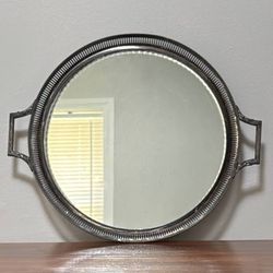 Antique Fairpoint Quadruple Plate Beveled Mirror Serving Trinket Handled Tray