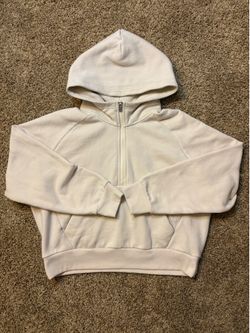 Athleta Half Zip Cropped Hoodie Womens Size Medium Cream