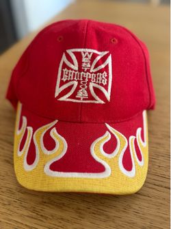 C T&T Supplies Red/Yellow Flames Biker Baseball Cap Adjustable One Size