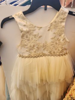 Girls Ivory Lace Tulle Flower Girl Dress