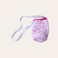 Breast Cancer Awareness cloth fabric pink and White  adjustable shoulder water bottle holder