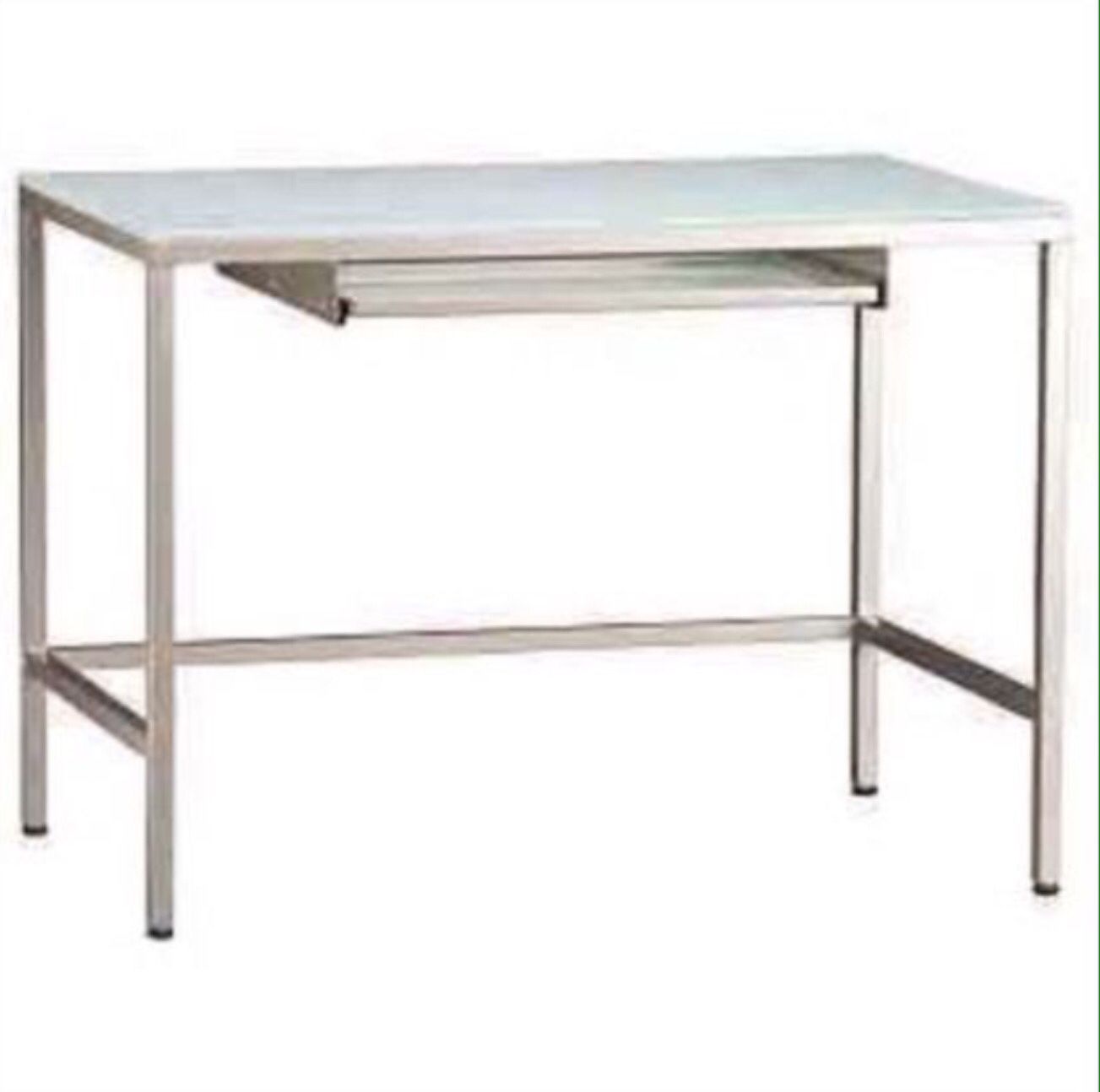 CB2 Trig Frosted Glass Computer Desk, Console Desk and 3 shelf Unit