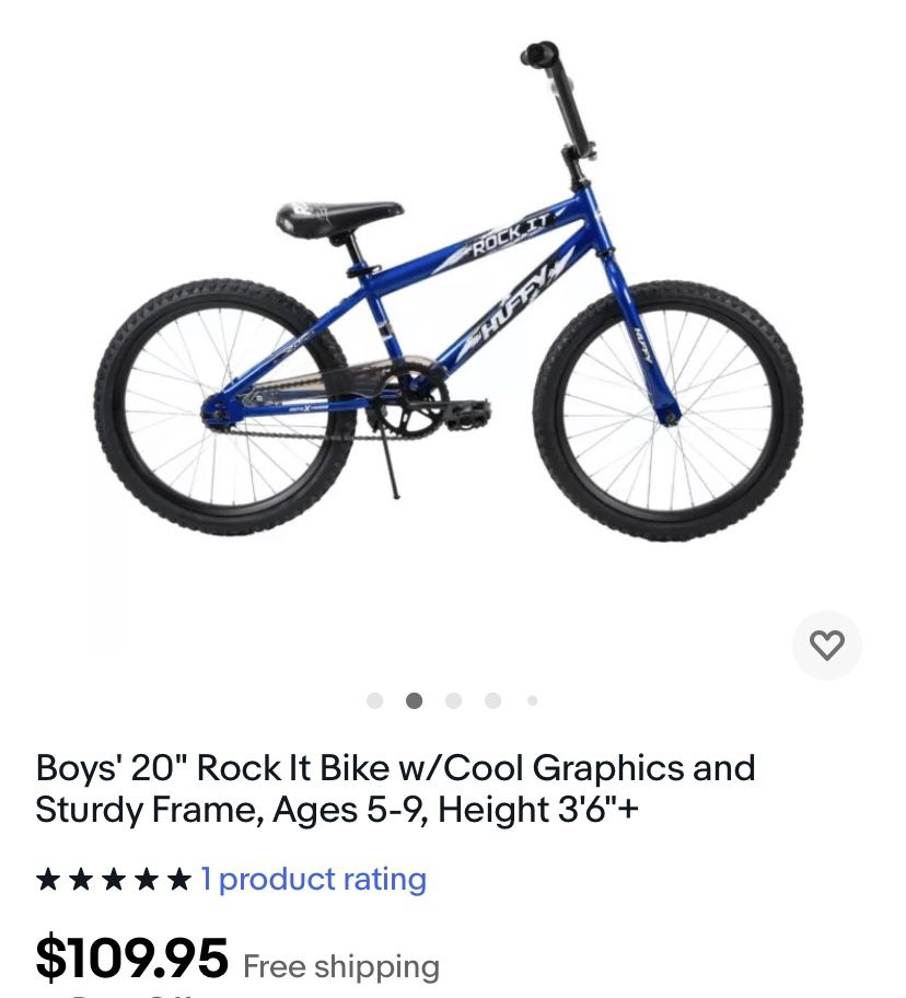 Boys' 20" Huffy Rock It Bike w/Cool Graphics and Sturdy Frame, Ages 5-9, Height 3'6"+