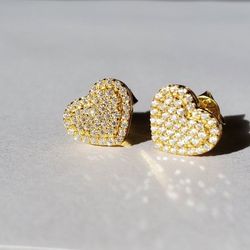 Heart Shape Moissanite Cluster Earrings 925 Sterling Silver