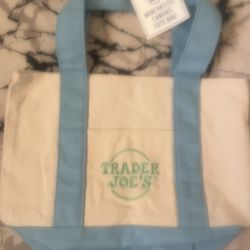 NEW- Trader Joe’s  mini pastel tote canvas tote bag- Blue