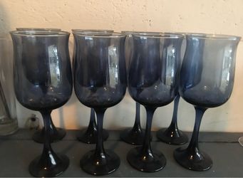 Set of 8 Cobalt Blue Wine Glasses