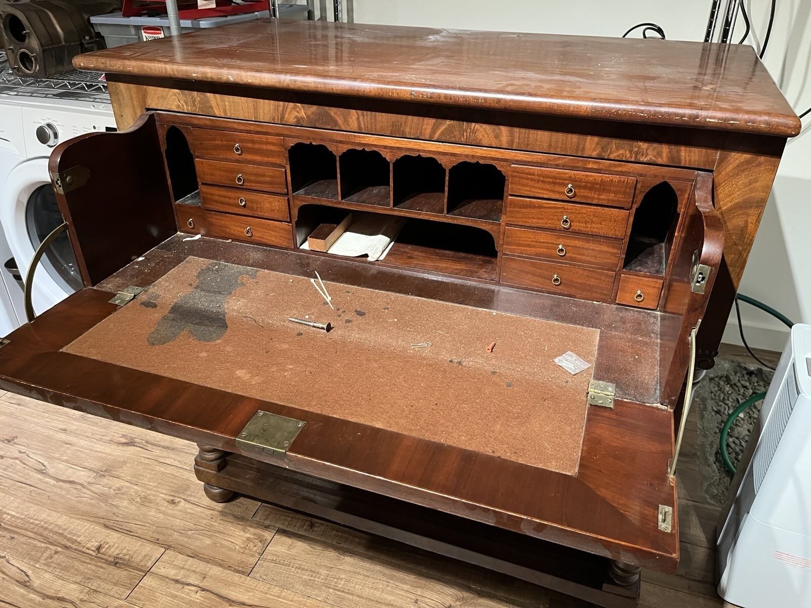 Antique Solid Wood Mahogany Butler Desk
