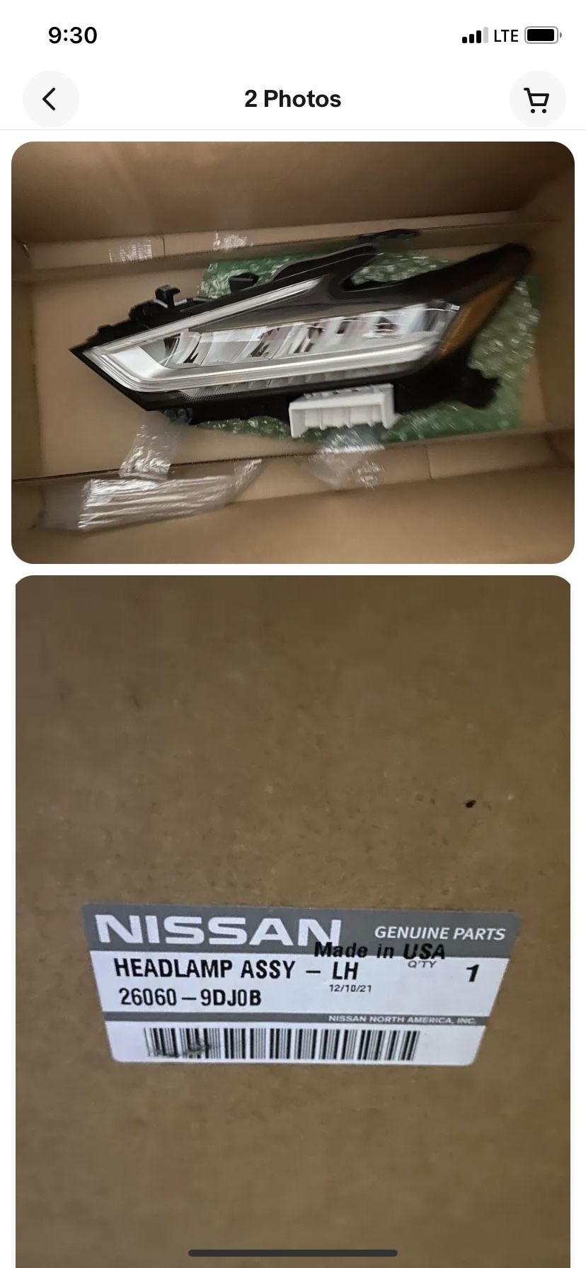 Nissan Maxima 2019-2020 Left Headlight(drivers Side) Oem 26060-9DJ0B
