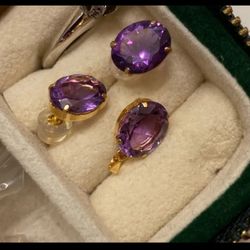 Amethyst earrings and pendant