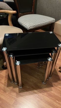 Three glass nestling tables contemporary