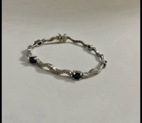 925 sterling silver bracelet diamond accents with sapphire size 7/8 long pick up in Gaithersburg md20877