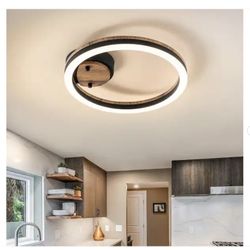 Iris 1-Light 11.81 in. Integrated LED Circular Wood Flush Mount Ceiling Light - New