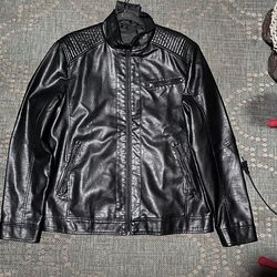 black leather jacket