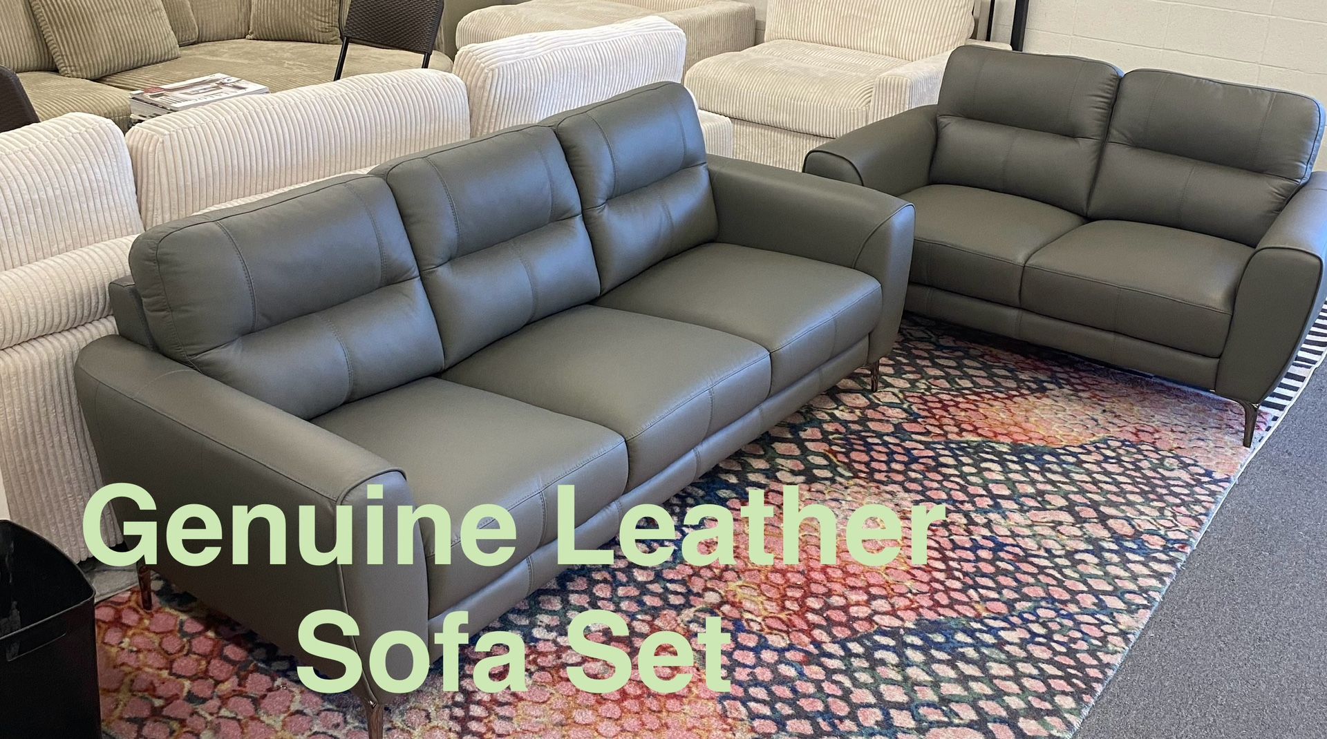 Genuine Leather Sofa Set (Finance and Delivery)