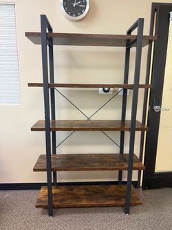 5 shelf bookcase wood shelves.