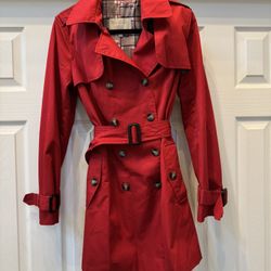 Banana Republic, Red Trench Coat, Medium, NEW