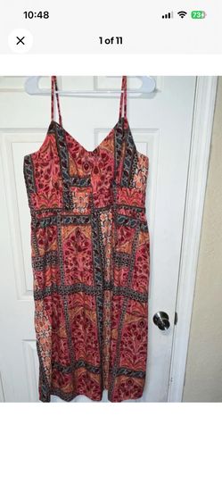 Old Navy Multicolor Floral Strappy V-Neck Midi Sundress XL 100% Cotton