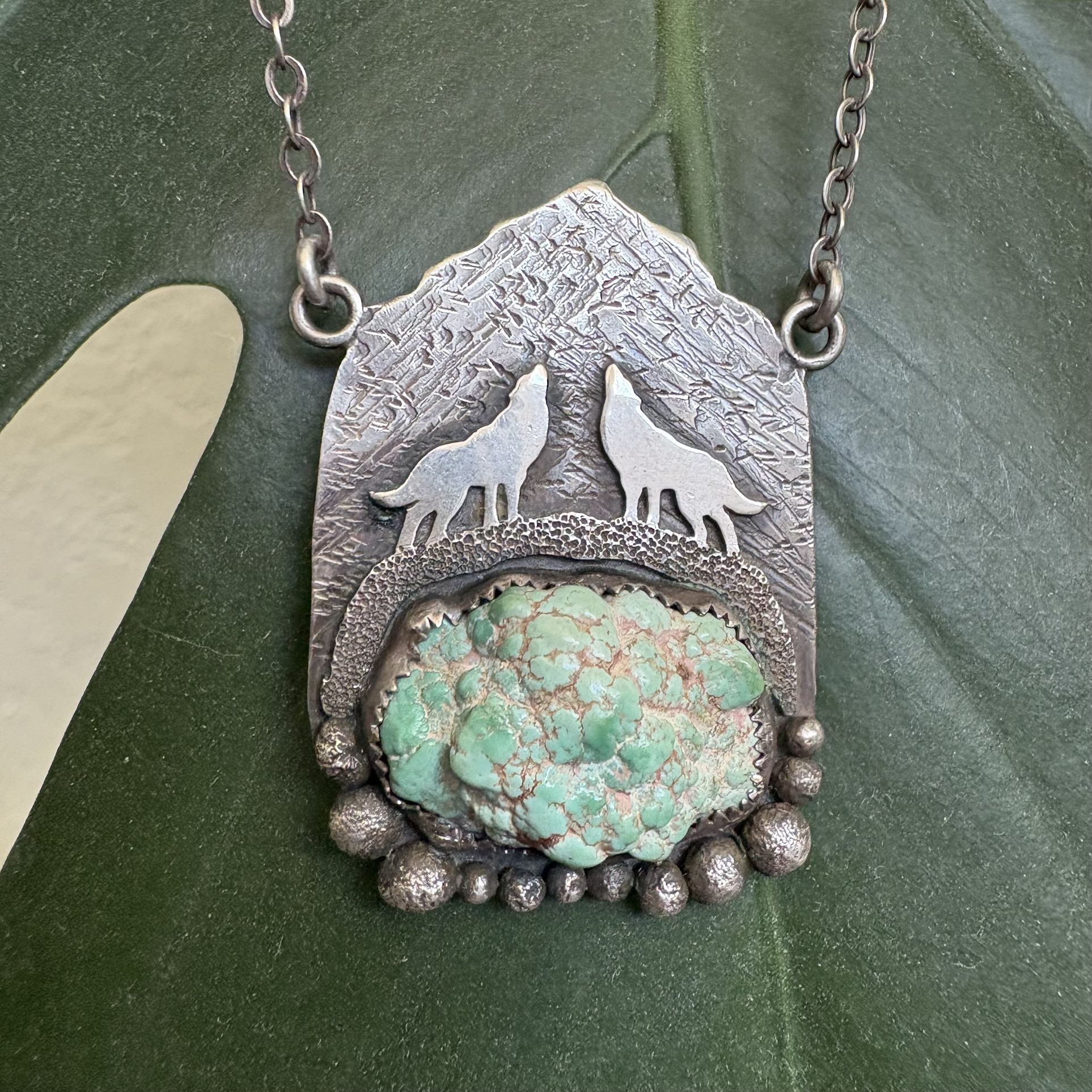 Sterling Turquoise Coyote Pendant