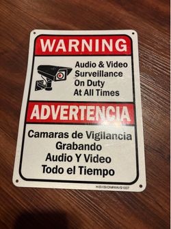 Warning tin sign