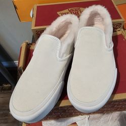 Vans Classic Slip On Suede Pink Fur Size 5.5 M / 5.5y / 7w