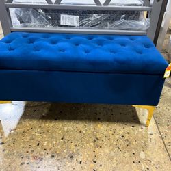 New Blue Storage Ottoman Bench 