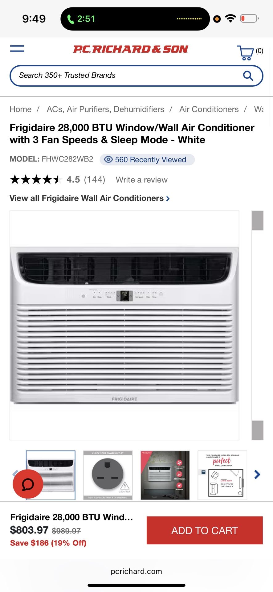 Air conditioner works like new - 28,000 BTU