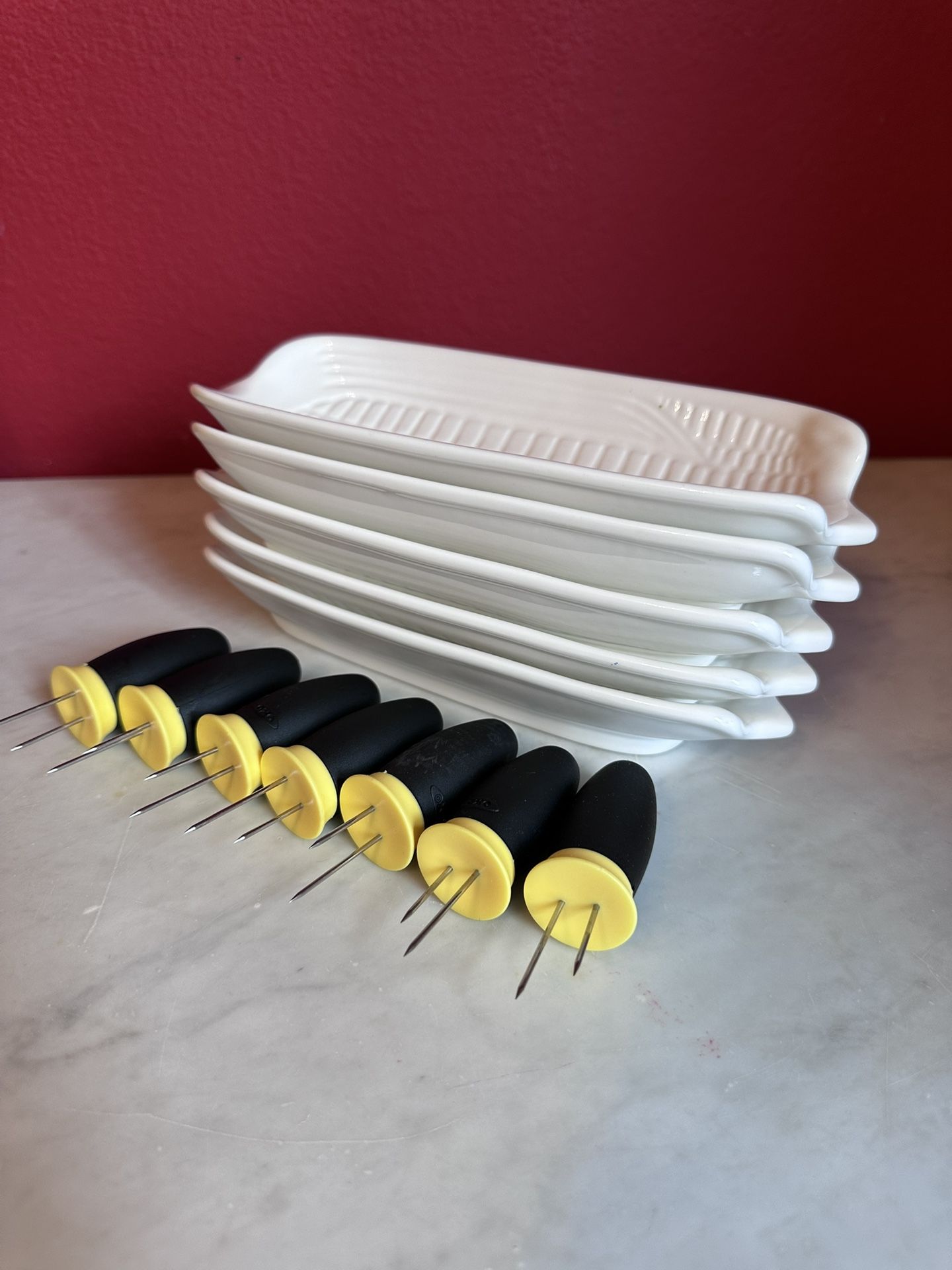 Corn Dish and Corn Holders 