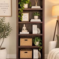 Dark Wood 5-Tier Bookshelf
