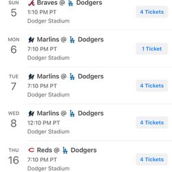 LA Dodgers Home Game Tickets