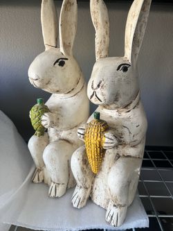 Wood decorative bunnies 17” tall