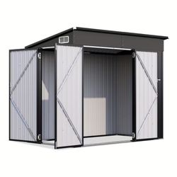 8*4 FT- Metal Outdoor Storage Shed with 3 doors.